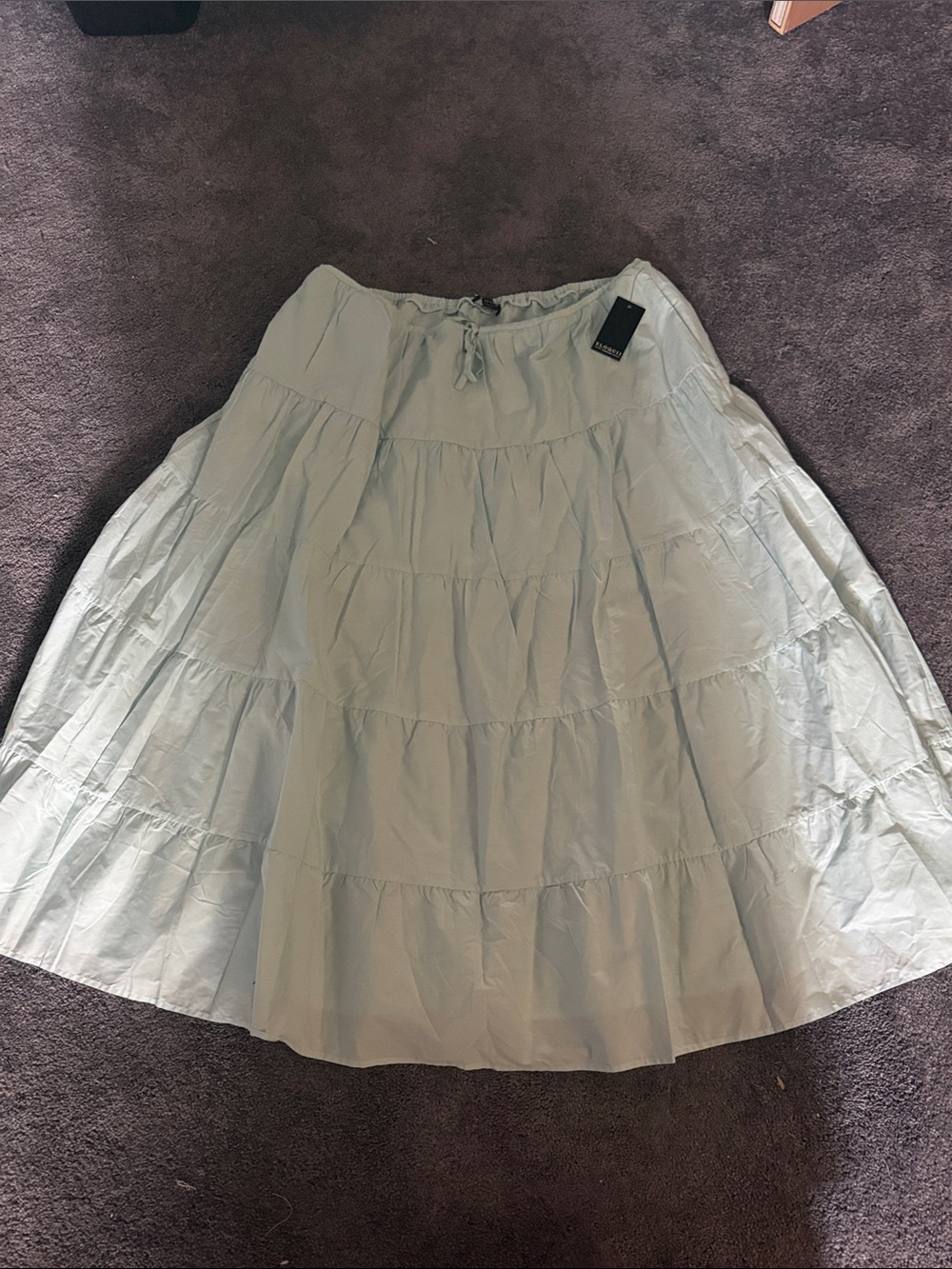 Eloquii Light Blue Tiered A-Line Midi Skirt